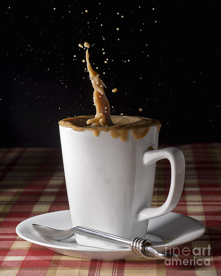 Milk Splash in a Coffee Cup Photograph by Art Whitton