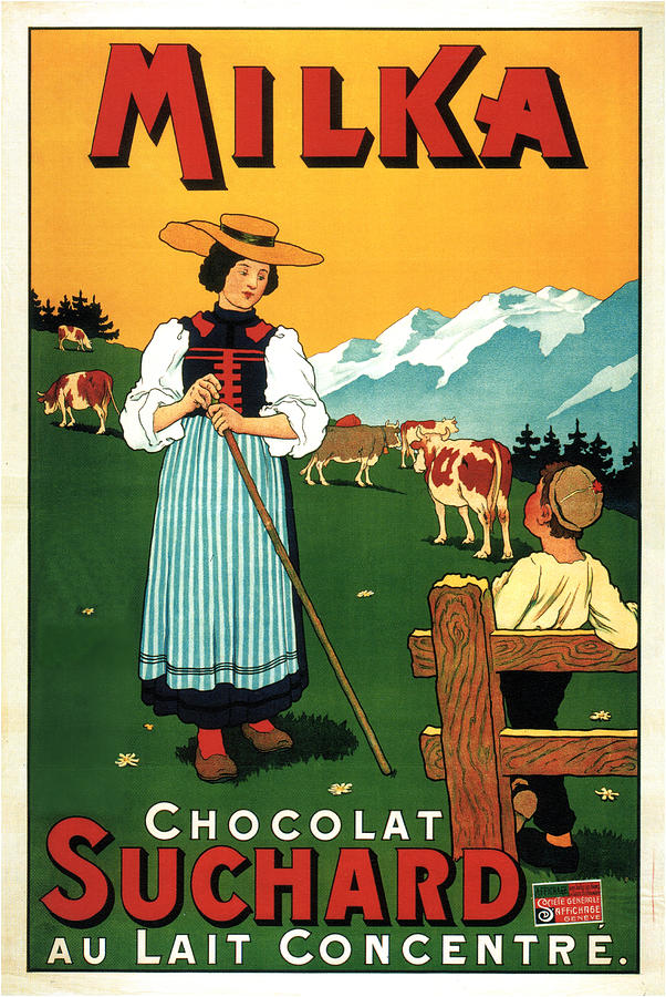 Milka - Chocolat Suchard - Swiss Milk - Vintage Advertising Poster Mixed Media