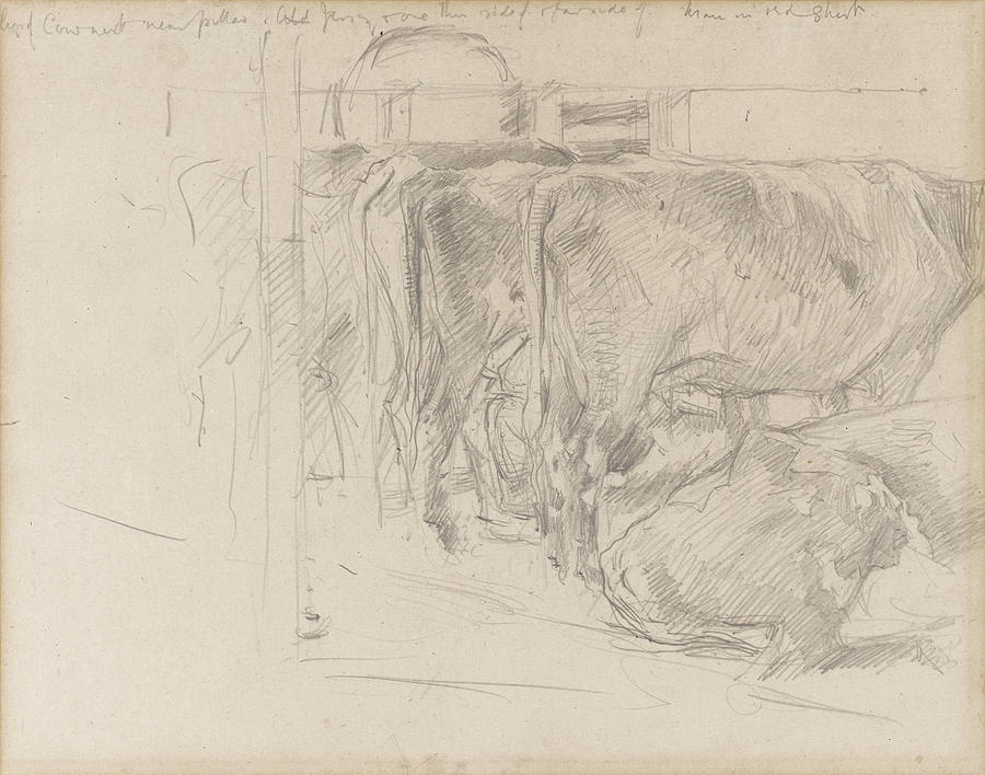 Milking Time Study Drawing by Walter Frederick Osborne