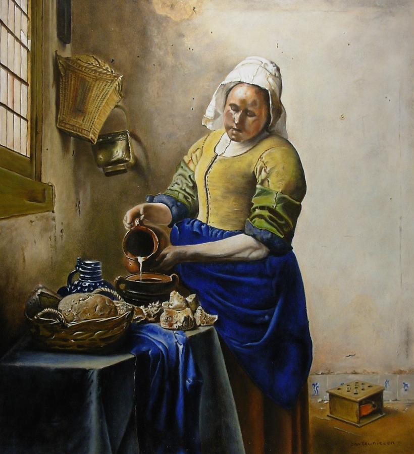 The Milkmaid by Johannes Vermeer Painting Reproduction