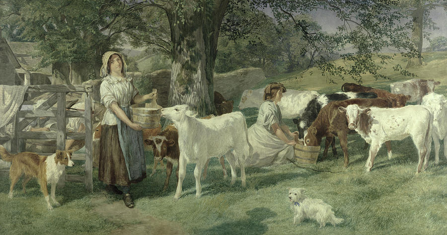 Cow Painting - Milkmaids by Basil Bradley