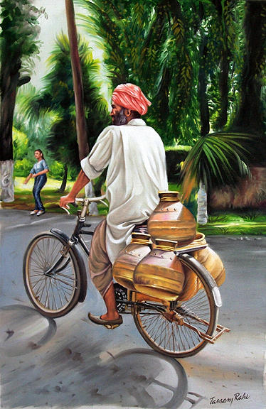 Milkman Painting by Tarsem Rahi - Fine Art America