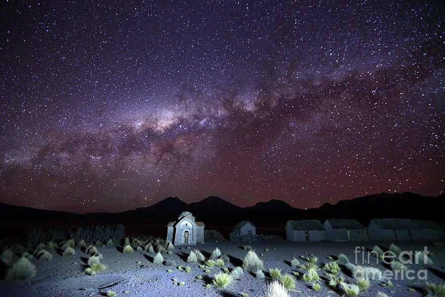 Mountain Photograph - Milky Way Above Abandoned Rural Hamlet and Church Bolivia by James Brunker