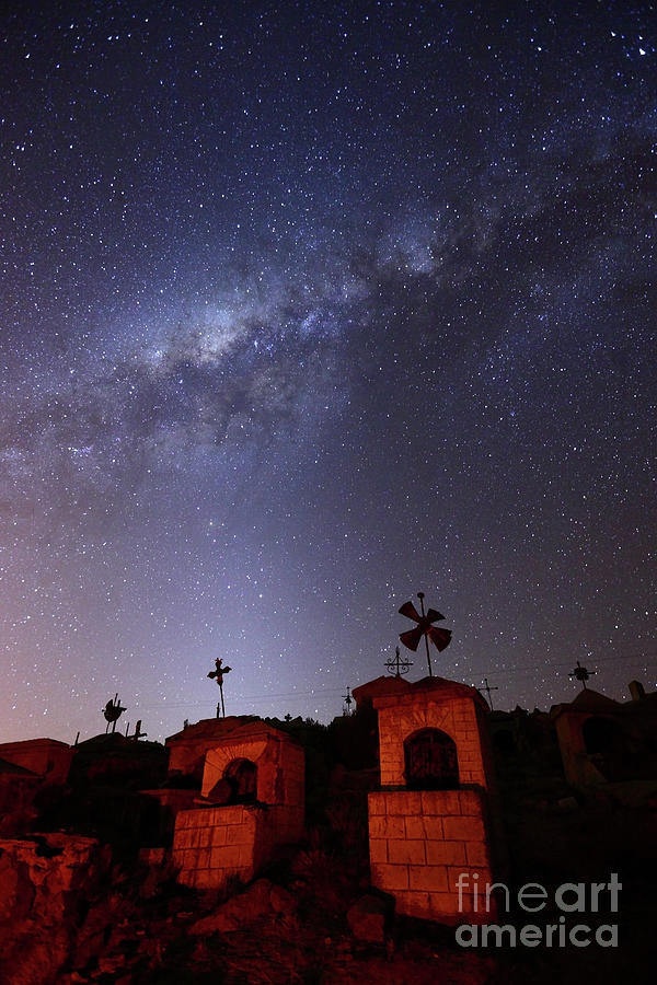 Milky Way Above Milluni Cemetery Bolivia Photograph by James Brunker