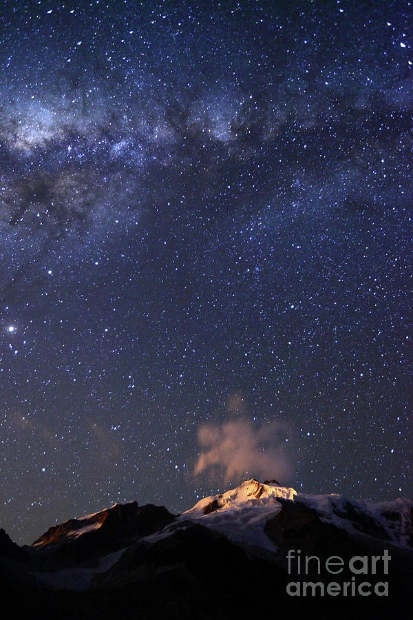 Milky Way Above Mt Huayna Potosi Bolivia Photograph by James Brunker
