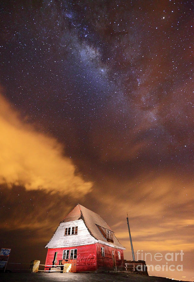 Milky Way and Old Ski Hut at Mt Chacaltaya Photograph by James Brunker