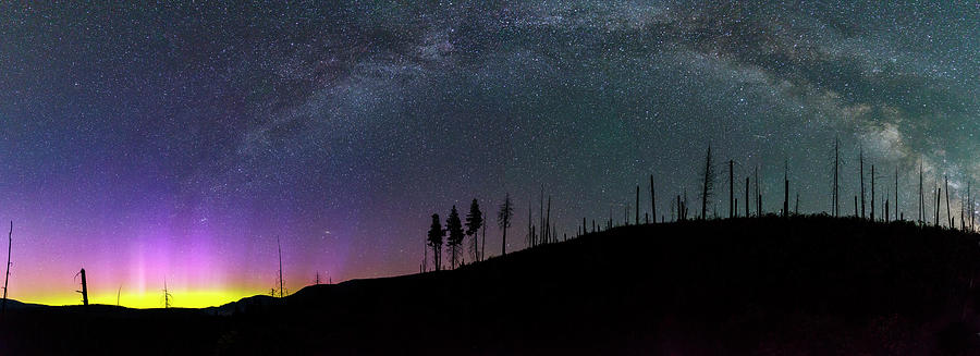 Mountain Photograph - Milky Way and Aurora Borealis by Cat Connor