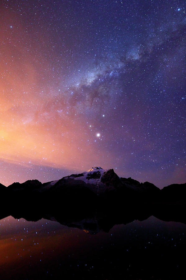 Milky Way and Mars above Mt Huayna Potosi Photograph by James Brunker