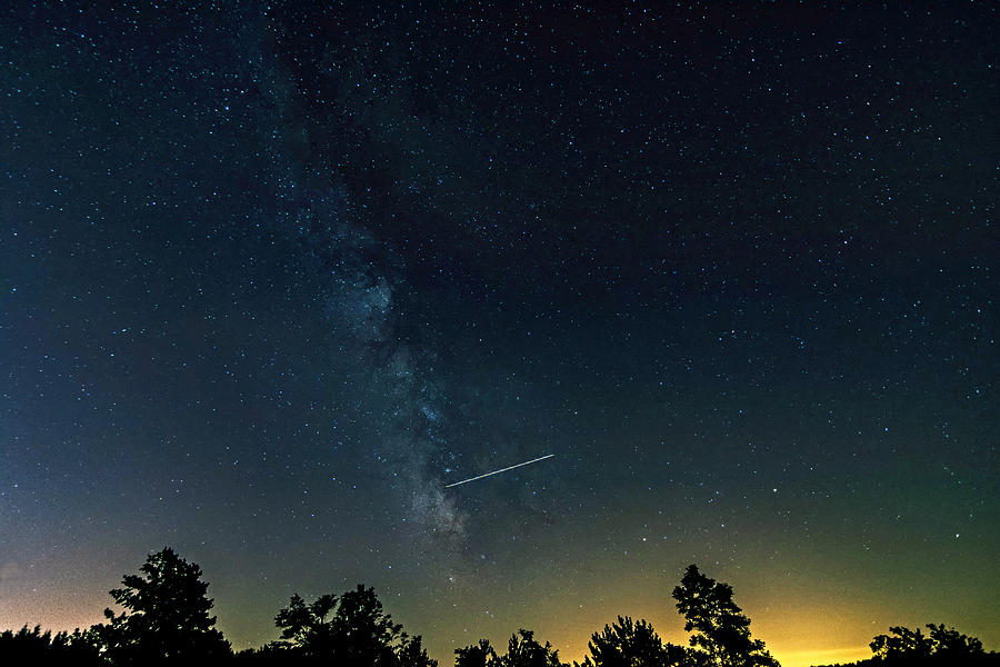 Space Photograph - Milky Way and Night Flight 2 by Steve Harrington