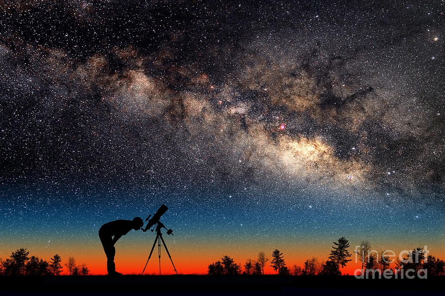 Milky Way And Silhouetted Stargazer Photograph by Larry Landolfi