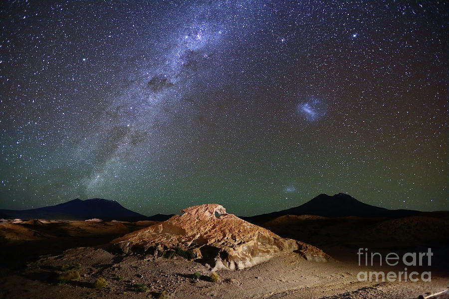 Milky Way and Volcanic Desert Landscapes North Lipez Bolivia Photograph by James Brunker