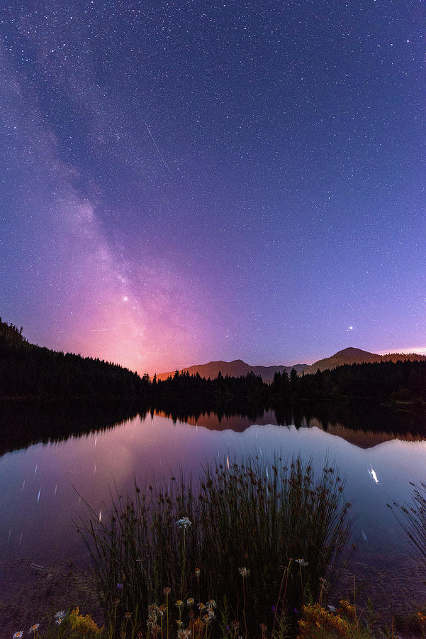 Milky Way at Gold Creek Pond Digital Art by Michael Lee