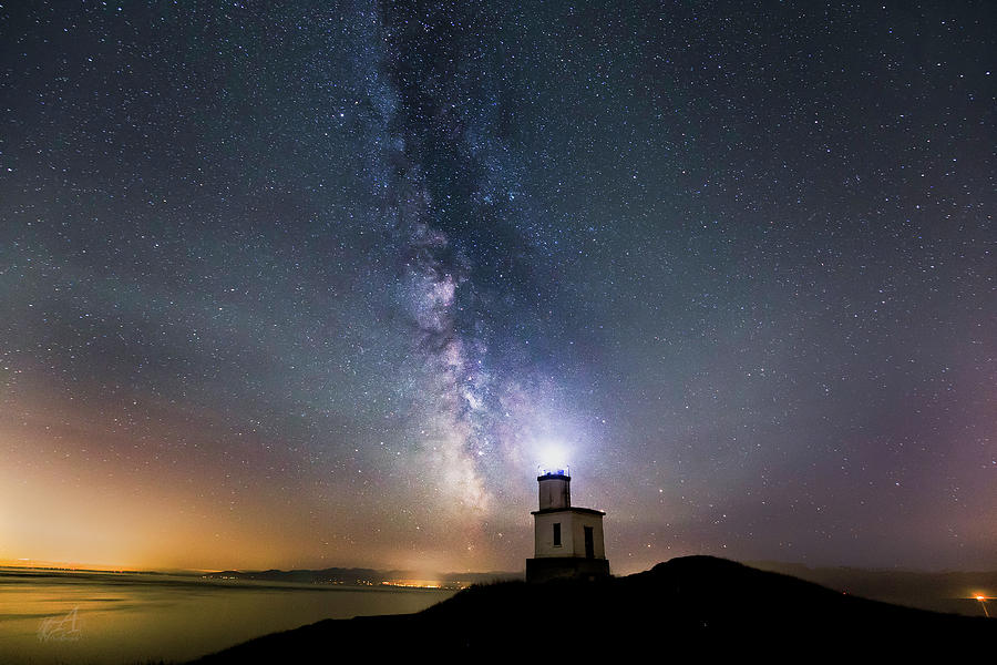 San Juan Island Photograph - Milky Way Cattle Point Lighthouse by Thomas Ashcraft