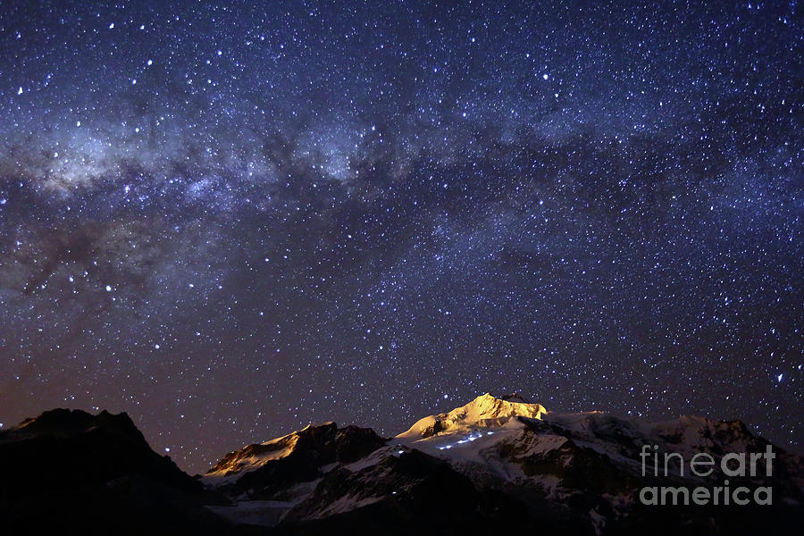 Milky Way Galactic Center and Mt Huayna Potosi Bolivia Photograph by James Brunker