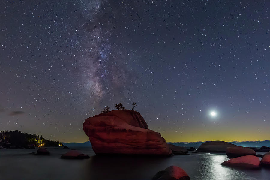 Milky Way Moon and Bonsai Rock Photograph by Marc Crumpler