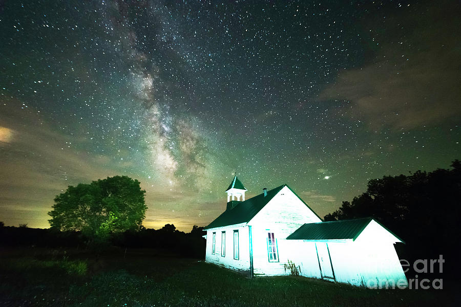 Milky Way Over Acorn Schoolhouse Photograph by Jean Hutchison