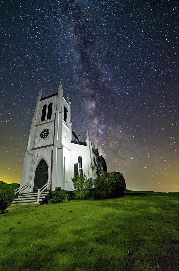 Milky Way over Church Photograph by Lori Coleman