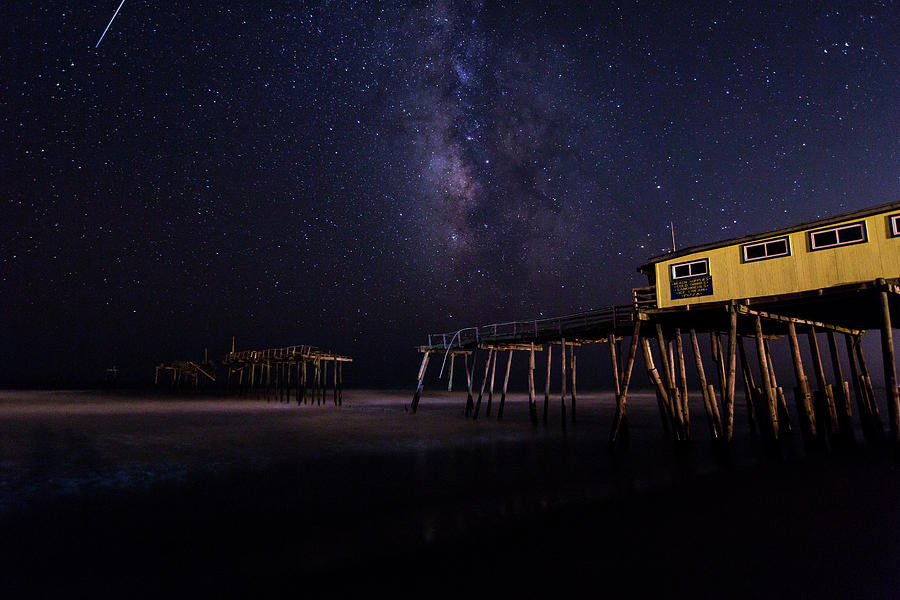 Milky Way over Frisco Pier Photograph by M C Hood