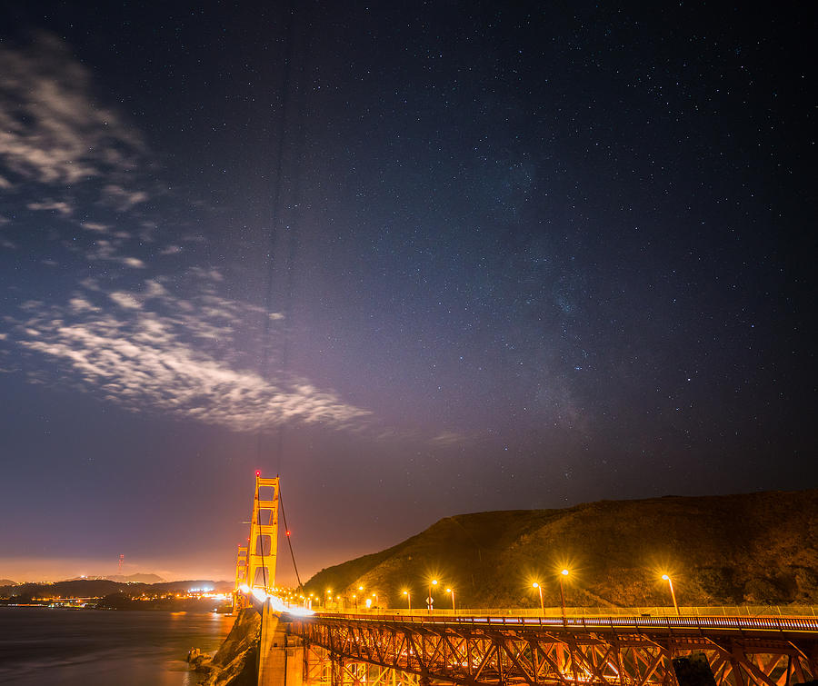 Milky way over Golden gate bridge Photograph by Asif Islam