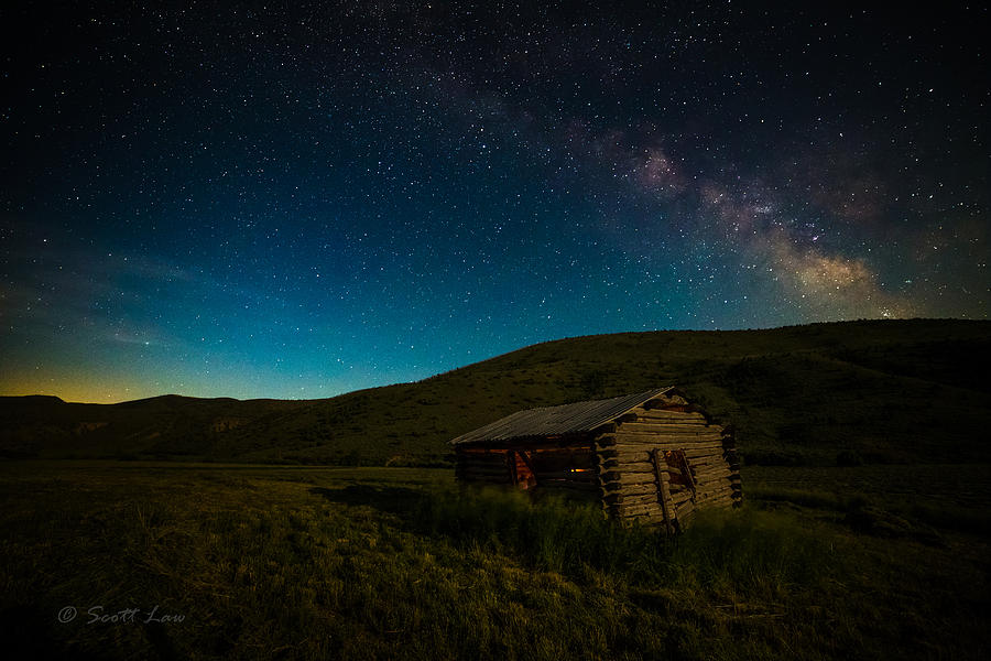 Milky Way over Log Cabin Photograph by Scott Law