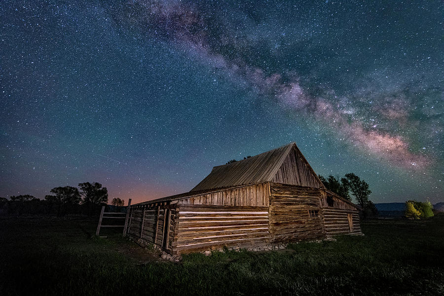 Mormon Row Photograph - Milky Way Over Moulton Barn by Michael Ash