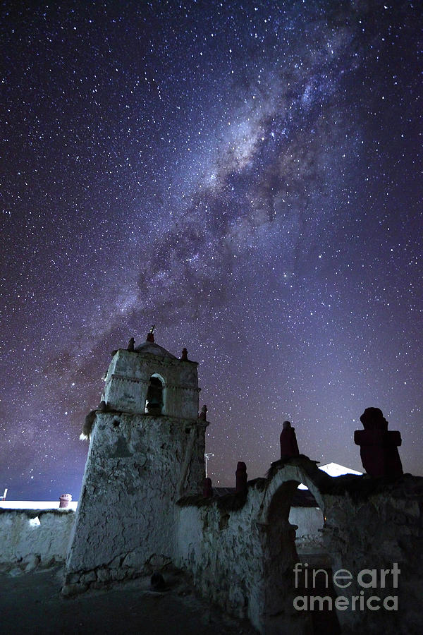 Milky Way over Parinacota Church Chile Photograph by James Brunker