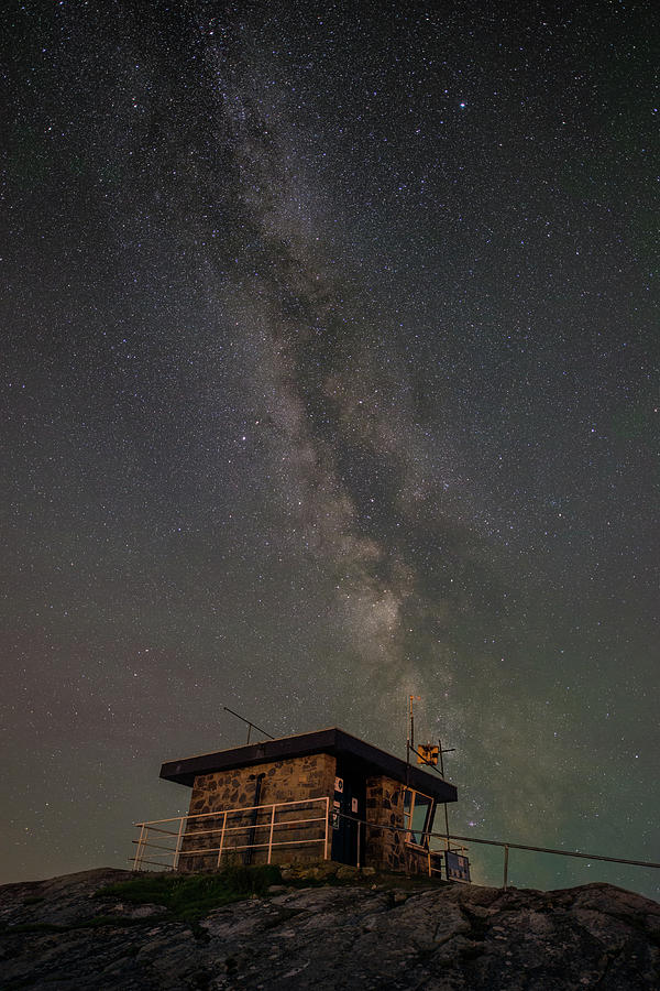 Milky Way over Rhoscolyn NCI station. Photograph by Andy Astbury