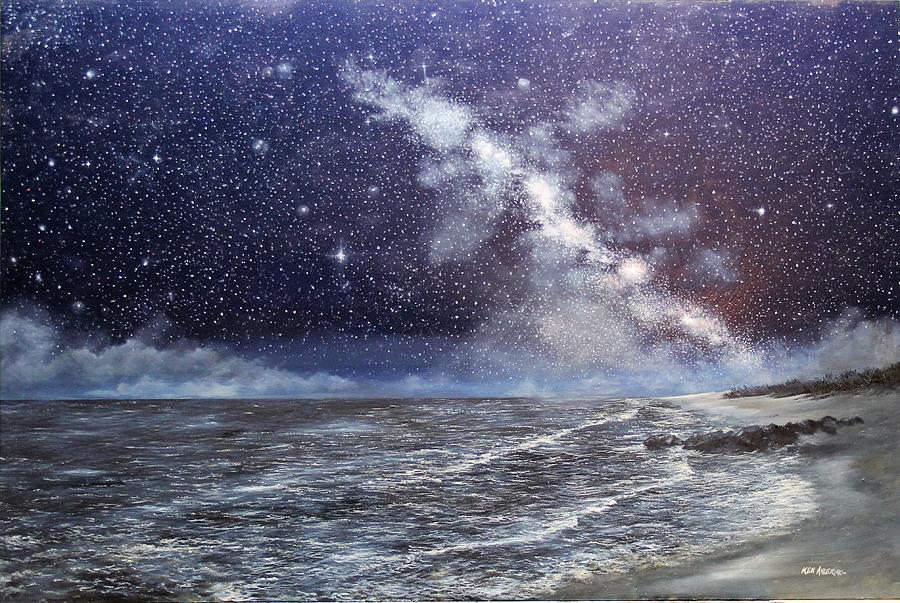 Milky Way Over The Jersey Shore Painting by Ken Ahlering