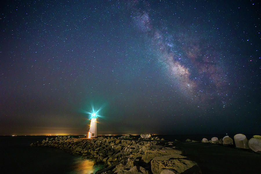 Milky way over the lighthouse Photograph by Asif Islam