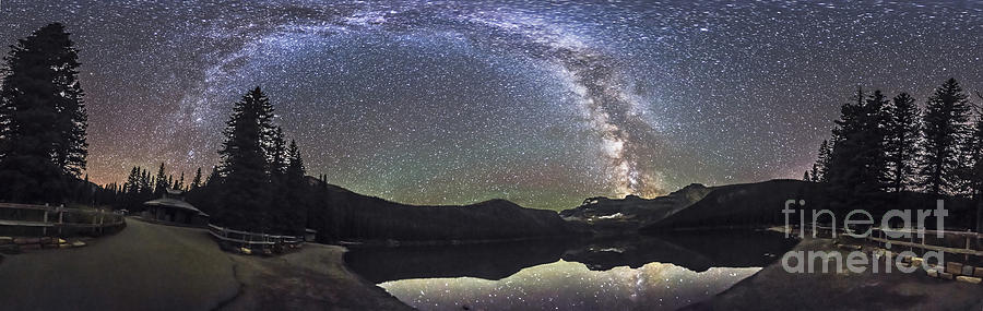 Waterton Lakes National Park Photograph - Milky Way Panorama At Cameron Lake by Alan Dyer