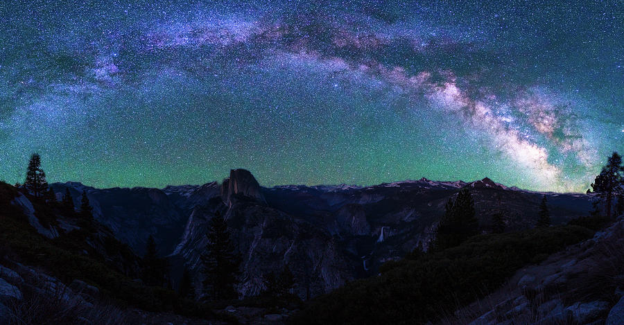 Milky way panorama over Yosemite national park Photograph by Asif Islam