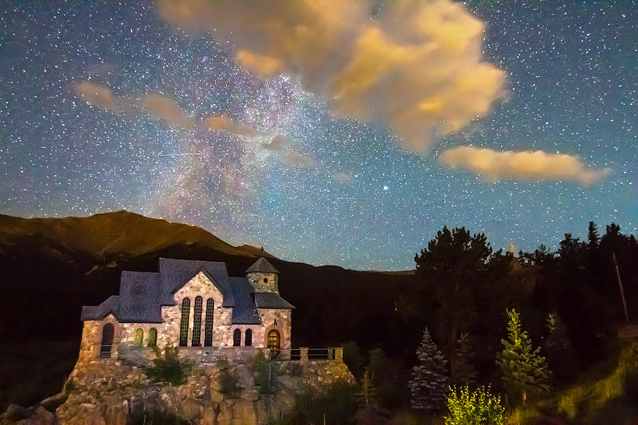 Milky Way Perseid Meteor Shower and Chapel On The Rock Photograph by James BO Insogna