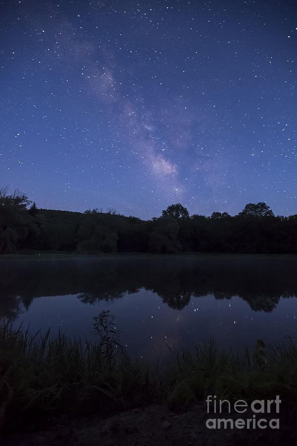 Milky way reflection in pond Randolph County WV Photograph by Dan Friend