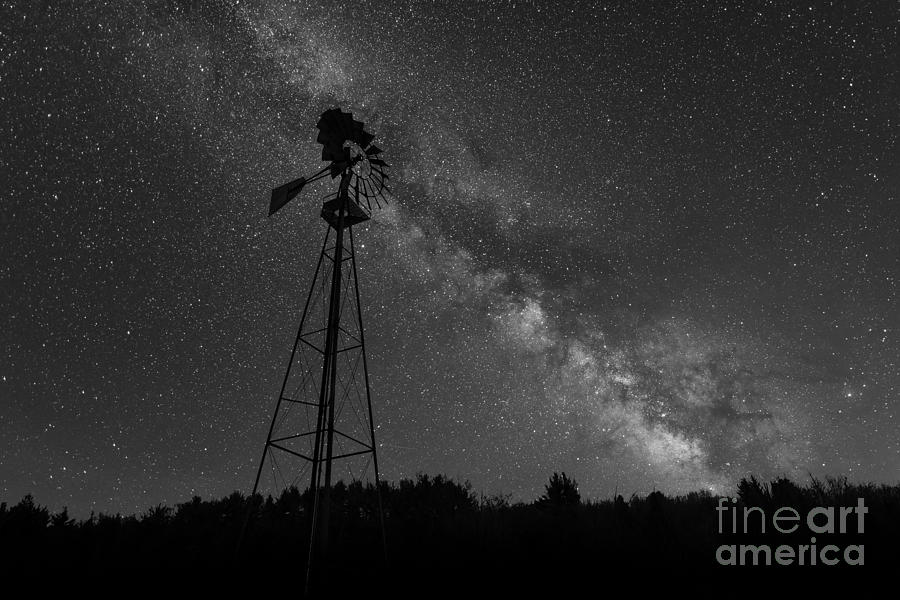 Milky Way Windmill BW Photograph by Michael Ver Sprill