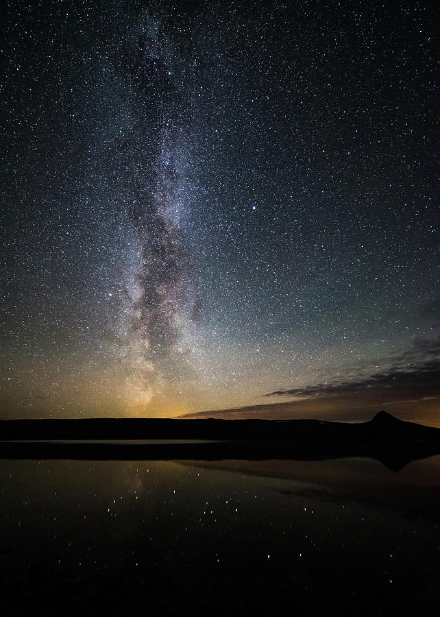 Milkyway Photograph - Milkyway over mountain lake by Kolbein Svensson