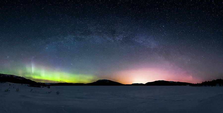 Milkyway Photograph - Milkyway vs Aurora and Citylights by Kolbein Svensson Milkyway Photograph - Milkyway vs Aurora and Citylights by Kolbein Svensson
