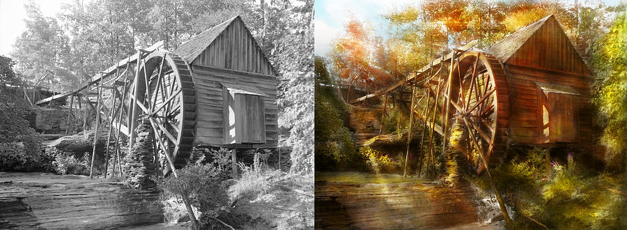 Mill - Cornelia, GA - Grandpas grist mill 1936 - Side by Side Photograph by Mike Savad