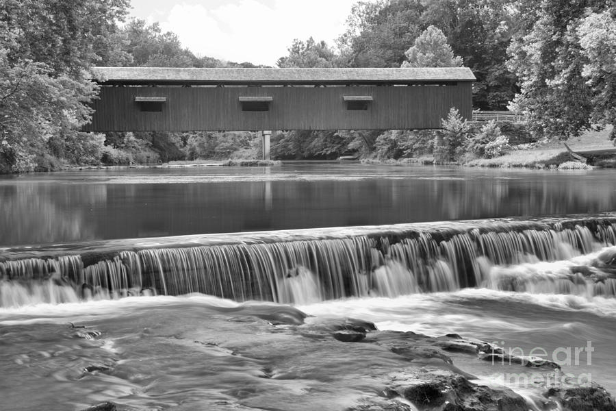 Mill Creek Cataract Falls Black And White Photograph by Adam Jewell