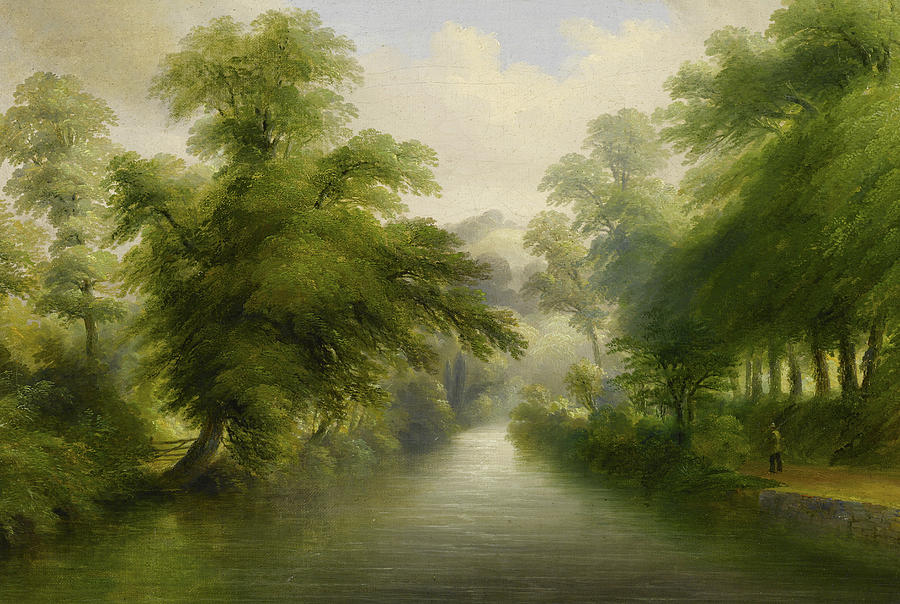 Landscape Painting - Mill Stream at Pynes by John Wallace Tucker