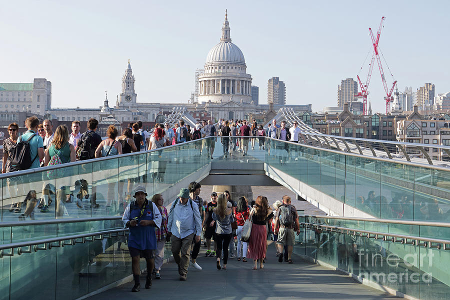 Millennium Bridge and St Pauls Cathedral Photograph by Julia Gavin