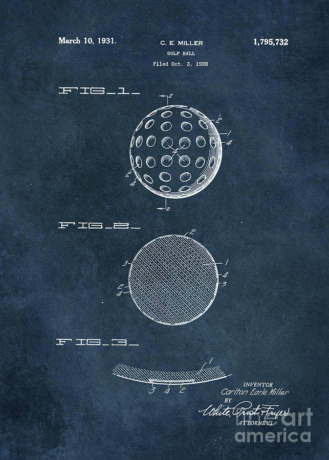 Miller golf ball patent art Digital Art by Justyna Jaszke JBJart