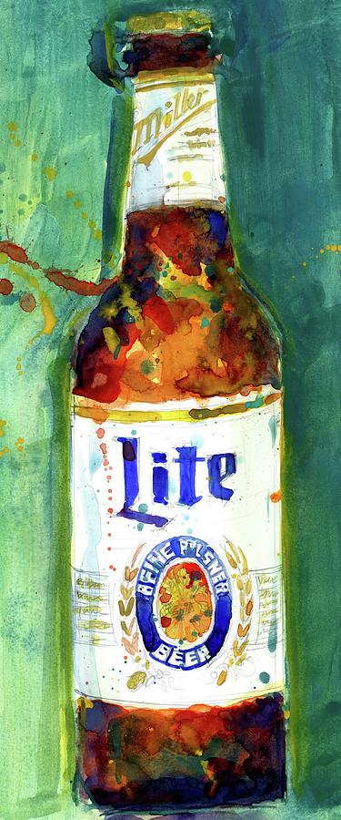 Beer Bottle Painting - Miller Lite - 100 bottles beer on the wall by Dorrie Rifkin