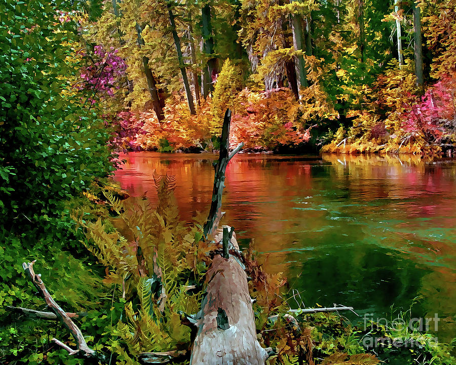 Fall Painting - Millers Creek in the Fall Painterly by Peter Piatt