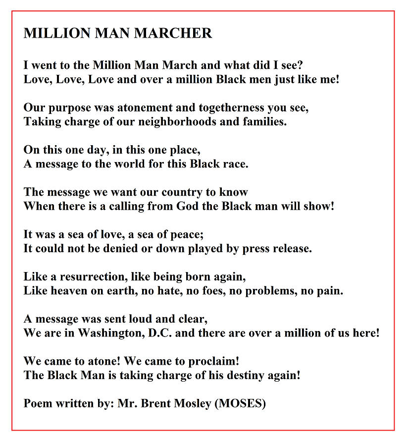 Million Man Marcher Poem By MOSES Digital Art by Adenike AmenRa