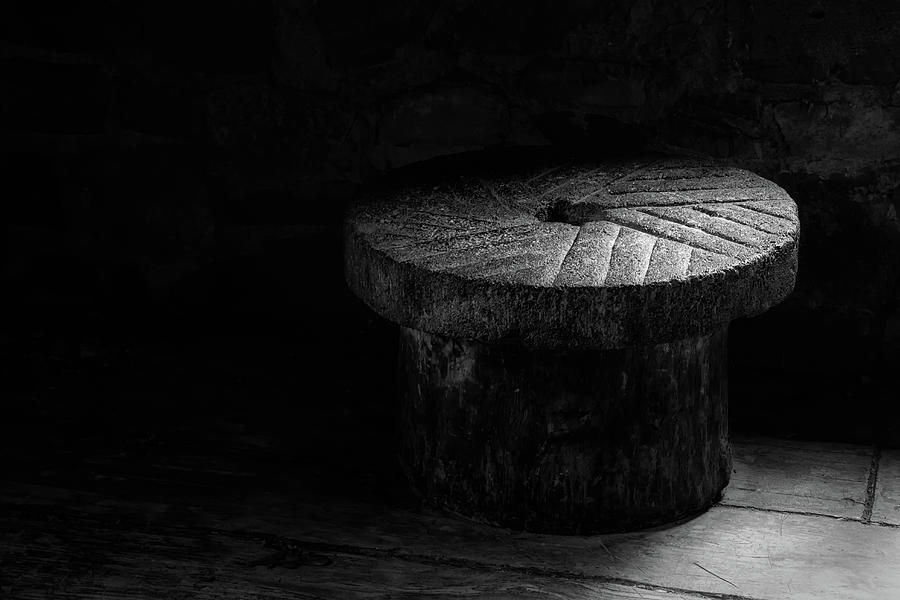 Millstone in BW Photograph by James Barber