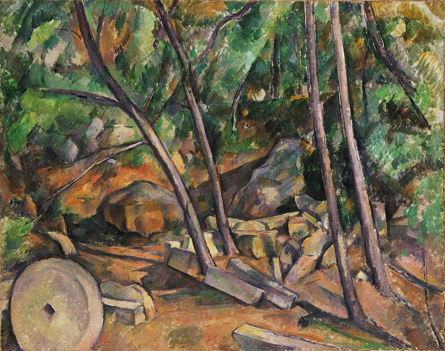 Millstone in the Park of the Chateau Noir Painting by Paul Cezanne