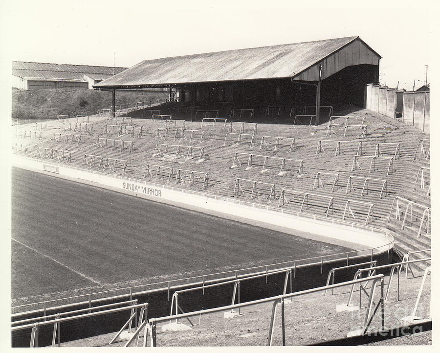 Millwall - The Den - North Terrace The Halfway 1 - Leitch - BW - 1970 Photograph by Legendary Football Grounds
