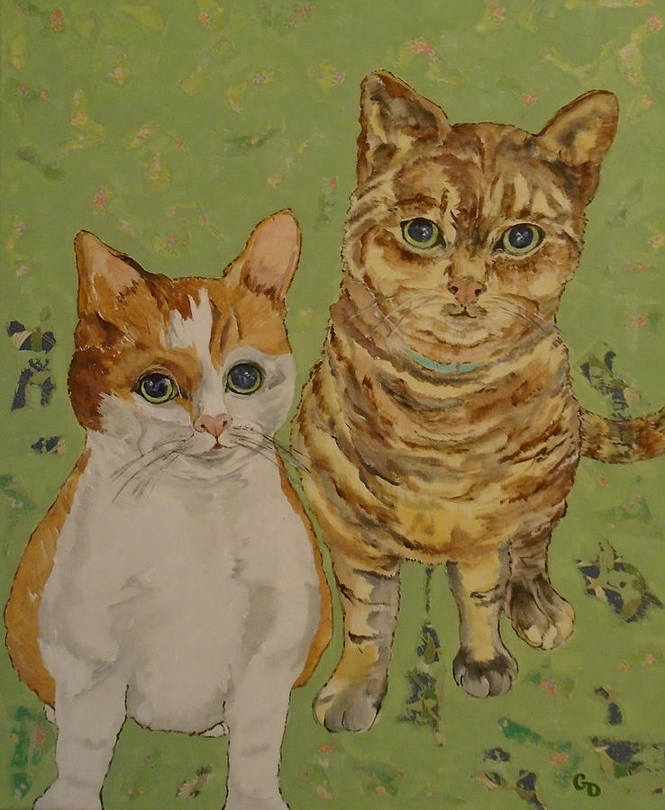 Cat Mixed Media - Milo and Sid by Georgia Donovan