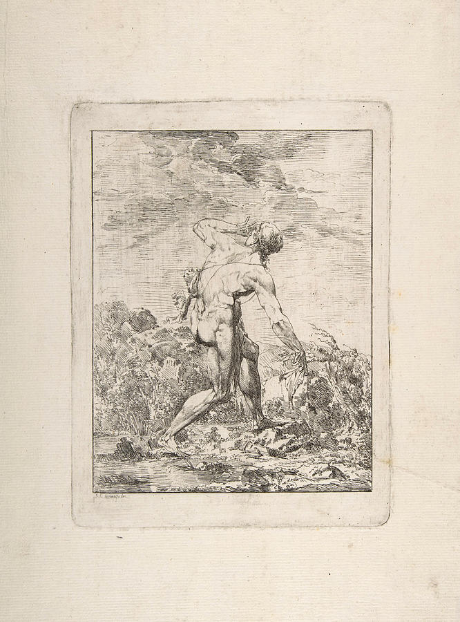 Milo of Croton Drawing by Philippe-Auguste Hennequin