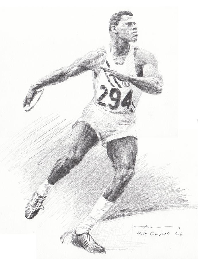 Milt Campbell Drawing by Mike Theuer Portraits